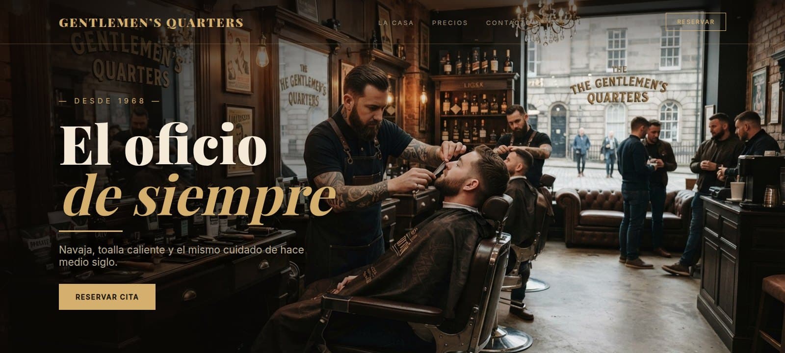 Vista del diseño de Barbería Clásica