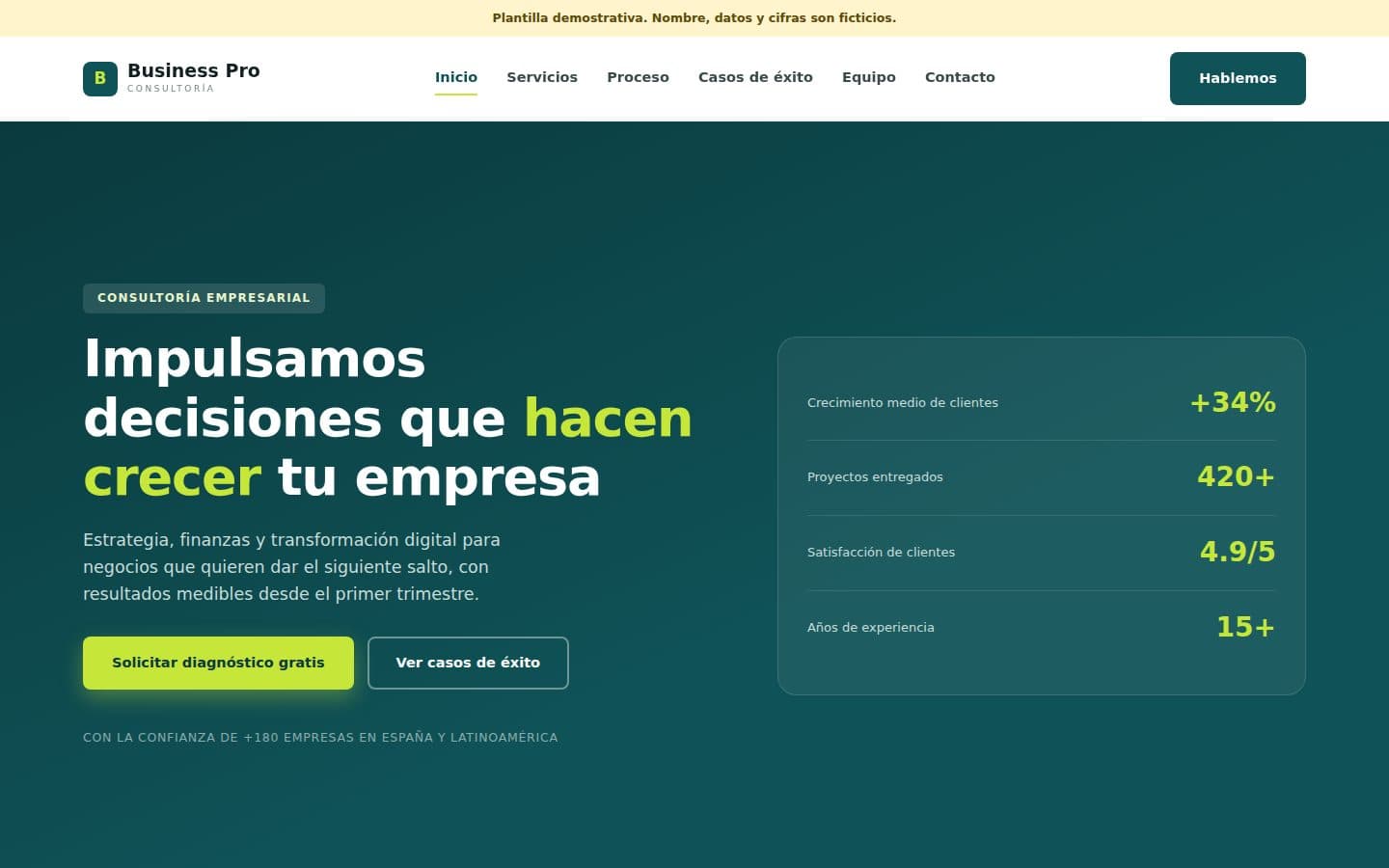 Vista del diseño de Business Pro