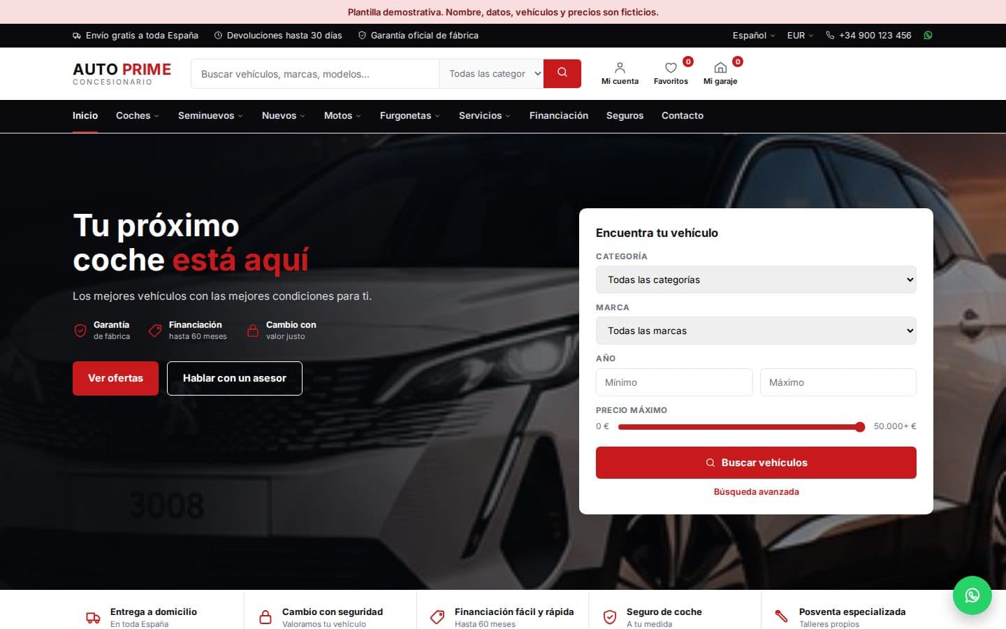 Vista del diseño de Concesionaria Plus