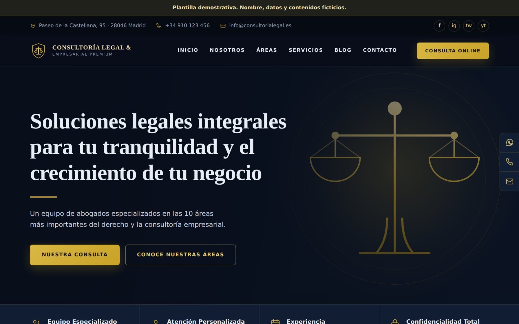 Vista del diseño de Consultoría Legal & Empresarial Premium