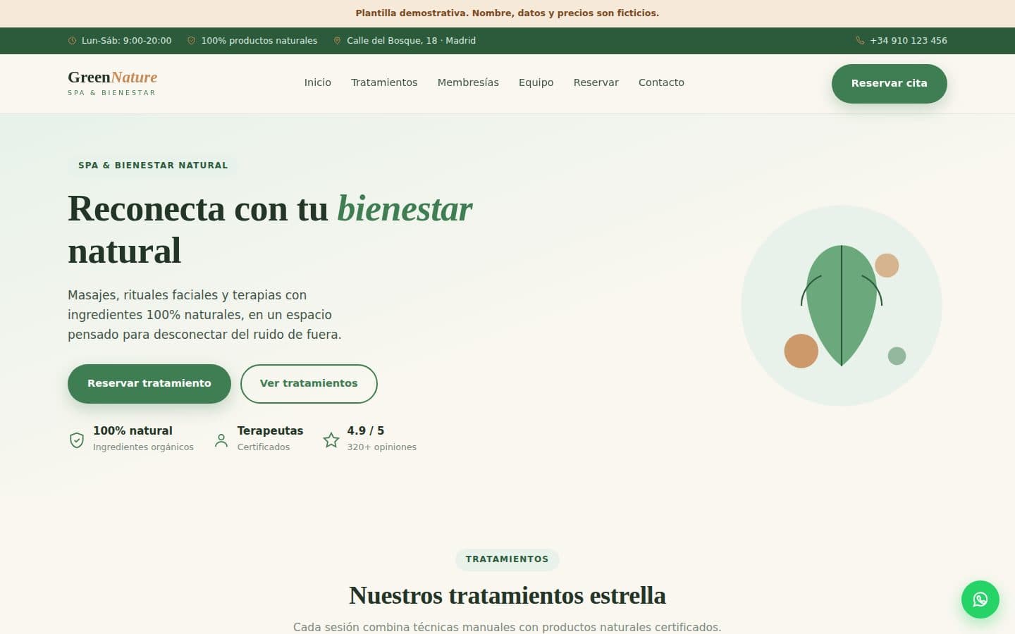 Vista del diseño de GreenNature