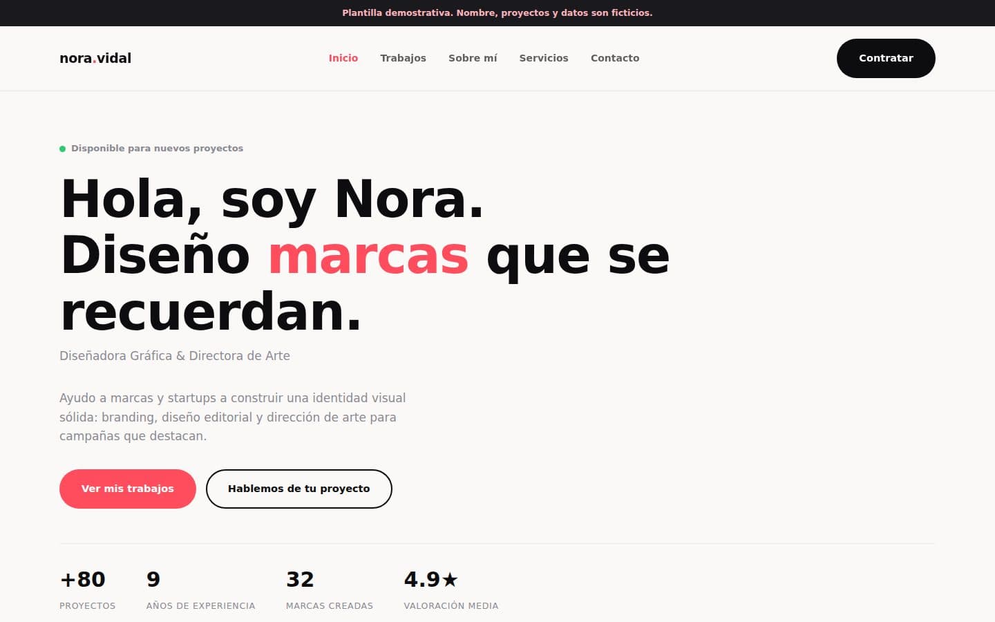Vista del diseño de Portfolio Creative
