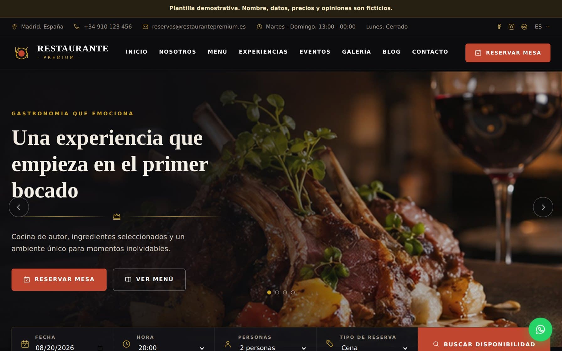 Vista del diseño de Restaurante Premium