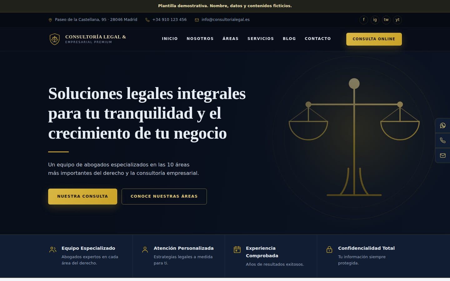 Vista del diseño de Servicios Pro