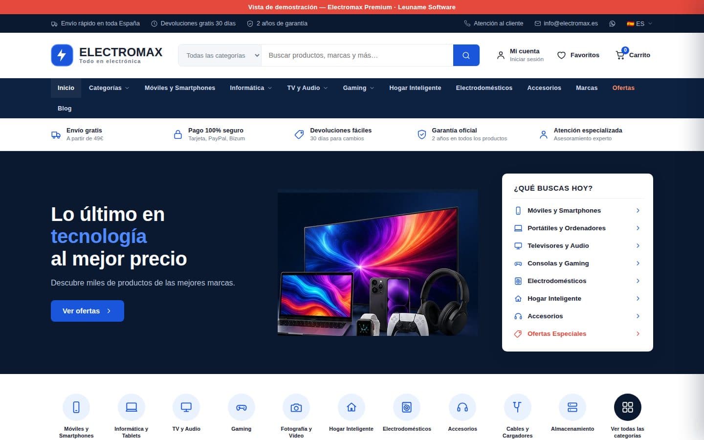 Vista del diseño de TechStore