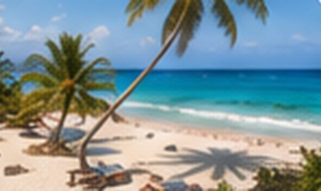 Playa caribeña con palmeras